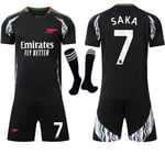 2024-2025 Arsenal borta barn vuxen svart fotbollströja kit med strumpor No.7 SAKA No.7 SAKA 26