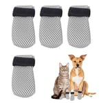 Bekecidi Lot de 4 Bottes Anti-Rayures pour Chat - Housses réglables en Maille antidérapante pour Petits Chiens - Mitaines de Protection pour Pattes de Chat pour Couper Les Ongles (Gris)