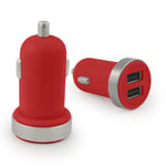 Red 2.1A Fast Charger Dual Port USB Adapter Car Charger for Mobile Phones Tablet