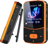 64Go Lecteur MP3 Bluetooth 5.3 Sport Mini-Design avec Clip, écran Couleur TFT 1,5 Pouces,portabal baladeur mp3 avec Bouton de Volume indépendant, Radio FM, podomètre, supporte jusqu'à 128Go Carte SD