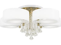 Mdeco Glamour Taklampa Drs8006/521Qg Mdeco Lampskärm Plafond Med Kedjor Vit Mässing