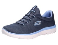 Skechers Femme Summits Lite Basket, Navy Mesh Blue Trim, 37.5 EU