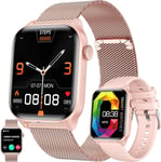 1,85"" Amoled Montre Connectée Femme Avec Appel Bluetooth, 5atm Étanche Smartwatch Avec 123 Modes Sportifs Tracker D'activité, Sommeil, Fréquence Cardiaque, Spo2, Smart Watch Pour Ios Android (Doré)