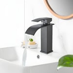 Robinet Lavabo Noir, mise à niveau Moderne Mitigeur Salle de Bain, Robinetterie Grand Bec Carré en Laiton, Eau Chaude et Froide Disponible - Onyzpily