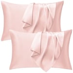 Seiwohl Satin Pillowcase 2 Pack - Soft as Silk Pillowcases for Hair and Skin Coral Pillow Cases for sleeping, Cooling Pillow cases with Envelope Closure, Standard Size 50x75 cm