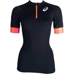 Asics Top Impact Womens Running Top Black Short Sleeve Half Zip Run T-Shirt