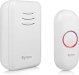 Byron DBY-22311 Wireless Portable Doorbell Set, chime and push button, White 