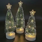 Miniatyr julgran i cederträ med LED-lampor, 3-pack julgran dekorativ nattlampa