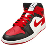 Nike Air Jordan 1 Mid Womens Fashion Trainers in Black Red - 6.5 UK