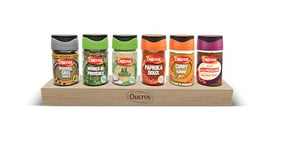 Ducros Porte-Épices en Bois | Design Moderne en Bois de Hêtre | Organisateur Cuisine Peu Encombrant 6 pots Herbes et Épices | Rangement Pratique Plan de travail ou Placard