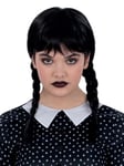 Smiffys Kids Gothic School Girl Wig with Plaits & Fringe, Halloween Child Fancy Dress, Gothic Dress Up Wigs