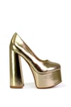 'Kiwi' Chunky Block Super High Heel Statement Closed Toe Platform Court Shoes