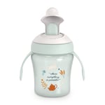 Suavinex, Tasse d'Apprentissage avec Bec Rigide. Gobelet Bébé Anti Fuite avec Couvercle Rabattable et Anses. Passe au Lave-Vaisselle. Trainer Cup 200 ml. Verre Bébé et Enfats +6 Mois. Wonderland Vert