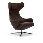 Vitra - Grand Repos Low, Aluminium Polished Base, Back/Seat Leather Premium L40 Marron - Fåtöljer - Antonio Citterio - Brun - Dun/Läder/Metall/Skum/Plast