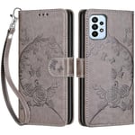 Betunistoy Coque pour Samsung Galaxy A23 4G/5G, Housse en Cuir PU Flip Pochette Portefeuille Étui avec Emplacement Carte Samsung Galaxy A23 Coque Magnétique Antichoc (Papillon - Gris)