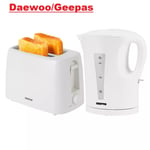 2200W 1.7L Electric Kettle & 650W 2 Slice Bread Toaster Kitchen Combo Set White