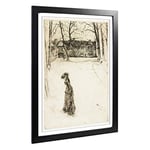 Big Box Art Framed Print of James McNeill Whistler Lady in The Street Design | Wall Art Picture | Home Decor for Kitchen, Living Room, Bedroom, Hallway, Black, A2 / 24.5x18 Inch / 62x45cm