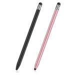 Stylet Tablette Universel (Noir + Or Rose) pour Écran Tactile, Stylet iPad Capacitif 2 en 1 pour iPhone/iPad/Pro/Mini/Air/Samsung/Tablette