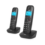 SPC Air Pro Duo – Téléphone Fixe sans Fil Duo avec écran Lumineux, identificateur d’Appel, Mains Libres, Mode Mute, répertoire 20 Contacts, compatibilité Gap et Mode ECO - Noir