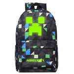 Minecraft Luminous Ryggsäck Stor Kapacitet Ryggsäck Student Handväska Resa Skola Väska Present {FW} Blue Green