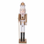 Galileo Soldat Casse-Noisette de Noël en Bois H. 80 cm, Blanc et Or, Santa's House