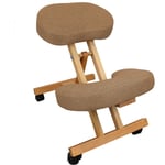 Tabouret, chaise ergonomique, siège assis genoux en bois pliable et réglable - Beige Vivezen