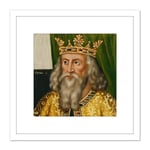 British School Henry I King Portrait 8X8 Inch Square Wooden Framed Wall Art Print Picture with Mount