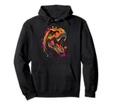 Roaring T-Rex Cool Dinosaur Fan Graphic Black Pullover Hoodie