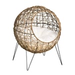 Rattan Cat Korg Cat Cave Med Kudde Upphöjd Design Djursäng Brun Ø45X57H Cm