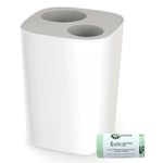 Joseph Joseph Split™ 8 Waste & Recycling Bathroom Bin–White&Grey & 50 x 6L Bags