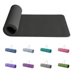 Good Nite Tapis de yoga pour entraînement, pilates, fitness pour homme et femme, antidérapant, haute densité de 10 mm, avec sangle de transport, 183 x 61 x 1 cm (noir)