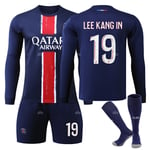 Paris Saint-Germain Barn Hemmaställ 2024-2025 Höst & Vinter Nr 19 strumpor S LEE KANG IN No 2 socks + Guard S