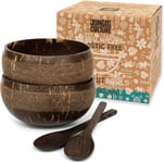 Jungle Culture® Set of 2 Coconut Bowls & Spoons • Organic Wooden Bowls Polis