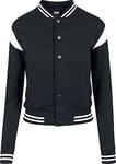 Urban Classics Women's Ladies Inset College Sweat Jacket Sweatshirt, Black (Blk/Wht 00050), XX-Large