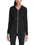 Calvin Klein Women's Ruched Long Sleeve Zip Front Hoodie Jacket, Black, S