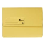 5 Star Office Document Wallet Half Flap 285gsm Recycled Capacity 32mm A4 Yellow (Pack of 50)