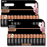 24 x DURACELL AA Simply LR6 MN1500 1.5V Alkaline Batteries Longest Lasting