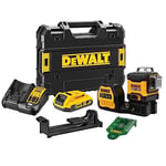 DEWALT - Laser Multilignes 3x360° 12V Li-Ion 2Ah - DCE089D1G-QW - Niveau Laser Autonivelant 4° sans Fil avec Faisceaux Verts, 1 batterie, Chargeur et Coffret - Précision +/-3mm@10m - Distance 30m