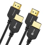 Stouchi Ultra Thin HDMI 2.1 Cable 8K 0.3M, Hyper Slim HDMI 2.1 Cable,Extremely Flexible 8K HDMI Cable,10K 8K120 4K120 144 Hz, eARC HDR10 4:4:4 HDCP 2.2&2.3 Dolby Compatible with PS5/Xbox/LG, 2 Packs