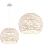 Lustre Suspension Bohème avec Abat Jour Design en Papier Tressé Fil Ajustable Compatible avec Ampoule E27 Sphéricité