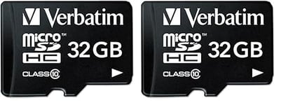 Verbatim Carte mémoire microSDHC Premium 32 Go Noire avec Adaptateur - pour Capture vidéo Full HD - résiste à l'eau & aux Chocs - Carte mémoire SD pour Appareil Photo Smartphone Tablette (Lot de 2)