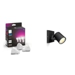 Philips Hue White & Colour Ambiance Smart Spotlight 3 Pack LED [GU10 Spotlight] & Runner White Ambiance Smart Single Wall Spotlight Extension