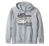 Cranky Kitty I Hate Monday People Funny Cat Sarcastic Art Zip Hoodie