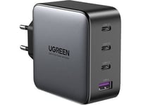 Ugreen Cd226 Nätladdare, 3X Usb-C, 1X Usb-A, Gan, Pd3.0, Qc4+, 100W, Kabel 1.5M (Grå)