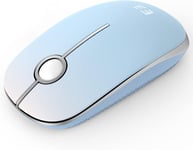 Souris Sans Fil 2,4 G Avec 1600 Dpi Pour Pc/Ordinateur Portable/Macbook/Linux, 3 Boutons Silencieux, Pour Droitiers Et Gauchers, Autonomie De 18 Mois (Bleu-Vert)[MOU141018]