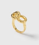 Syster P Bolded Hammered Links Ring Guld 17,5 mm