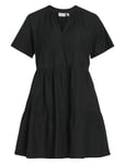 Viprisilla S/S V-Neck Short Dress Kort Klänning Black Vila