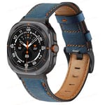 Ny Läderrem för Samsung Galaxy Watch 7 Ultra 47mm Sport Kvinnor Män Armband Band Loop för Samsung Watch 7 47mm Spänne Blue Galaxy 7 Ultra 47mm