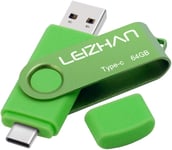 Clé Usb 3.0 64Go Flash Drive Usb Type C Otg Pendrive Usb Pour Huawei Samsung Smartphone Android De Type C-Vert