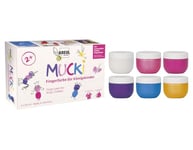 KREUL 23051 - Mucki peinture au doigt pour enfants royaux, 6 x 50 ml en blanc, rose poussière de fée, rose, violet, bleu, trésor d'or, sans parabène, sans gluten, sans lactose, végétalien, lavable